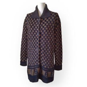 Vintage Fendi Roma Magic Logo Cardigan – IT 40 – Brown/Black Checkered